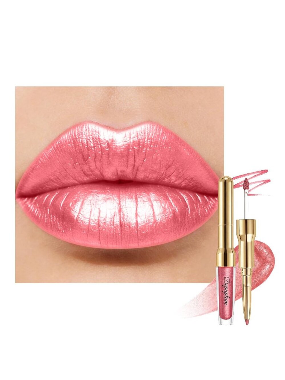 Women's GB21 Hippie Metallic 2-in-1 Glitter Long Lasting Lipstick & Lip Liner